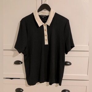 J.crew Black collared Polo with Gold Buttons